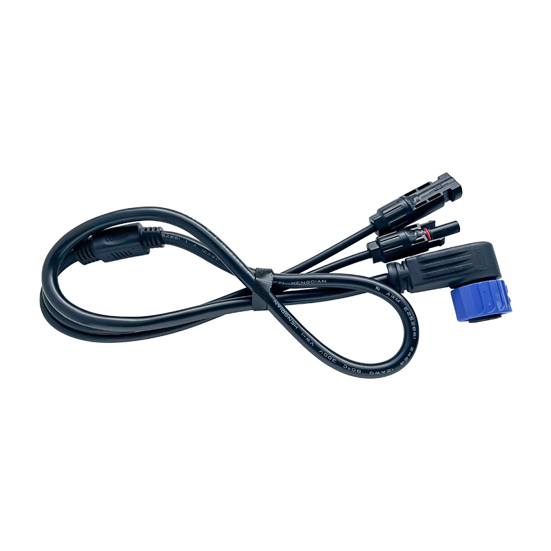 720mm length 2464 #12 AWG 2-core main wire transitioning to 4mm2 solar cables with M23 and MC4 ends. 720mm length 2464 #12 AWG 2-core main wire transitioning to 4mm2 solar cables with M23 and MC4 ends.